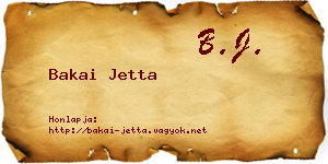Bakai Jetta névjegykártya